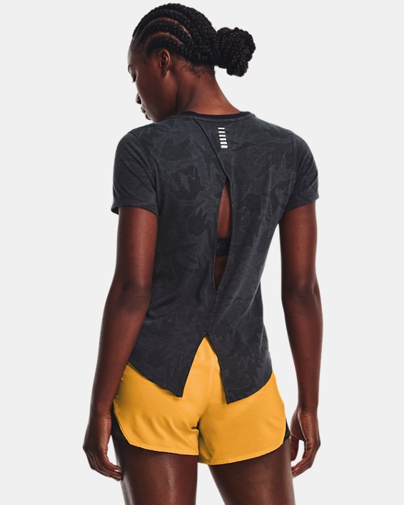 Women's UA Streaker SnowCloud Short Sleeve, Black, pdpMainDesktop image number 1